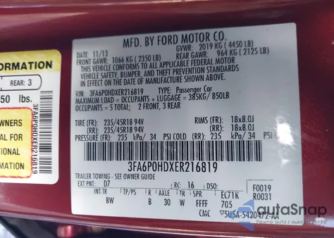 2014 Ford Fusion Se из США, поврежденный, VIN 3FA6P0HDXER216819